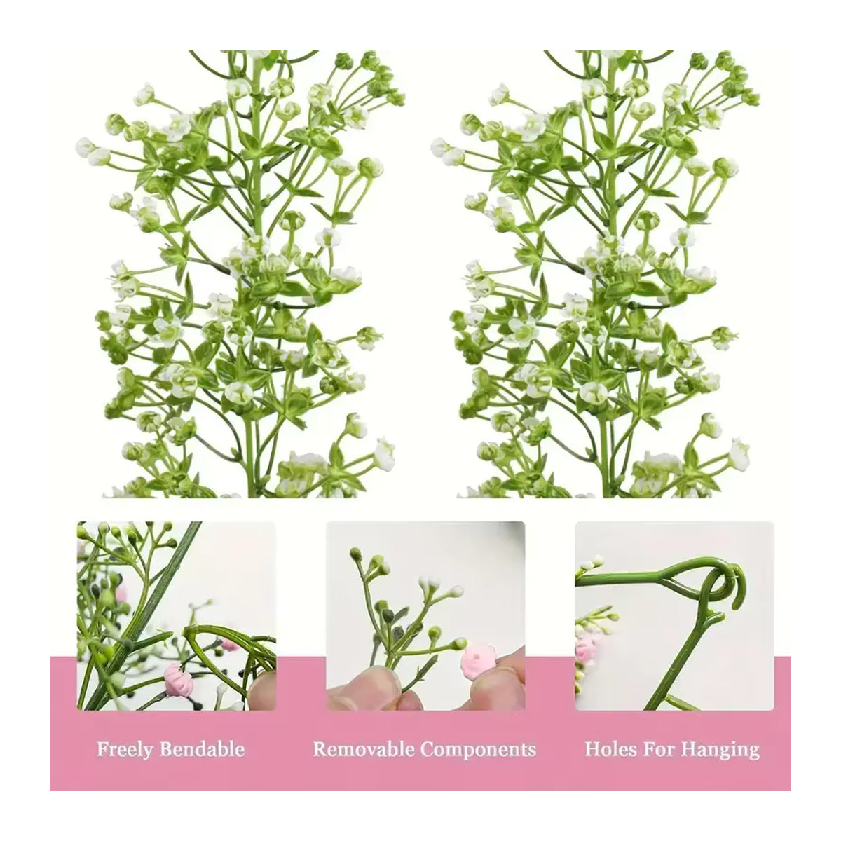 Künstlicher Primelzenkranz in Rosa und Grün als hängende Blumendekoration aus Kunststoff für Hochzeiten und festliche Anlässe - Bild 5