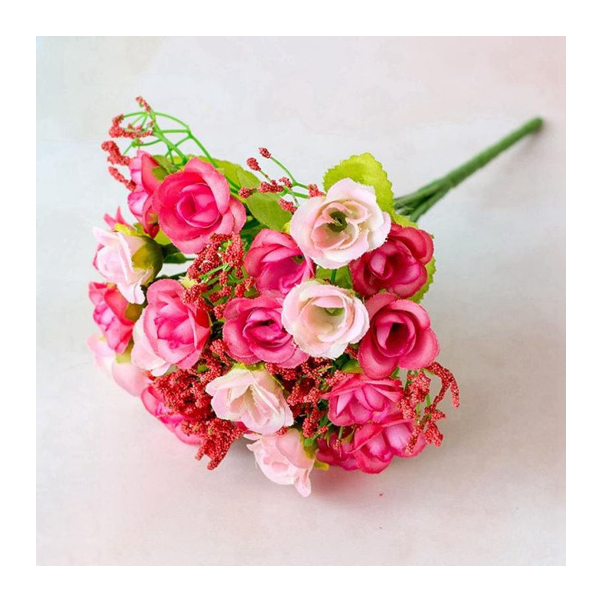 Künstlicher Rosenstrauß in Rosa von Garden Supplies My mit 21 Köpfen und 7 Zweigen zur Dekoration für Hochzeiten und dein Zuhause - Bild 1
