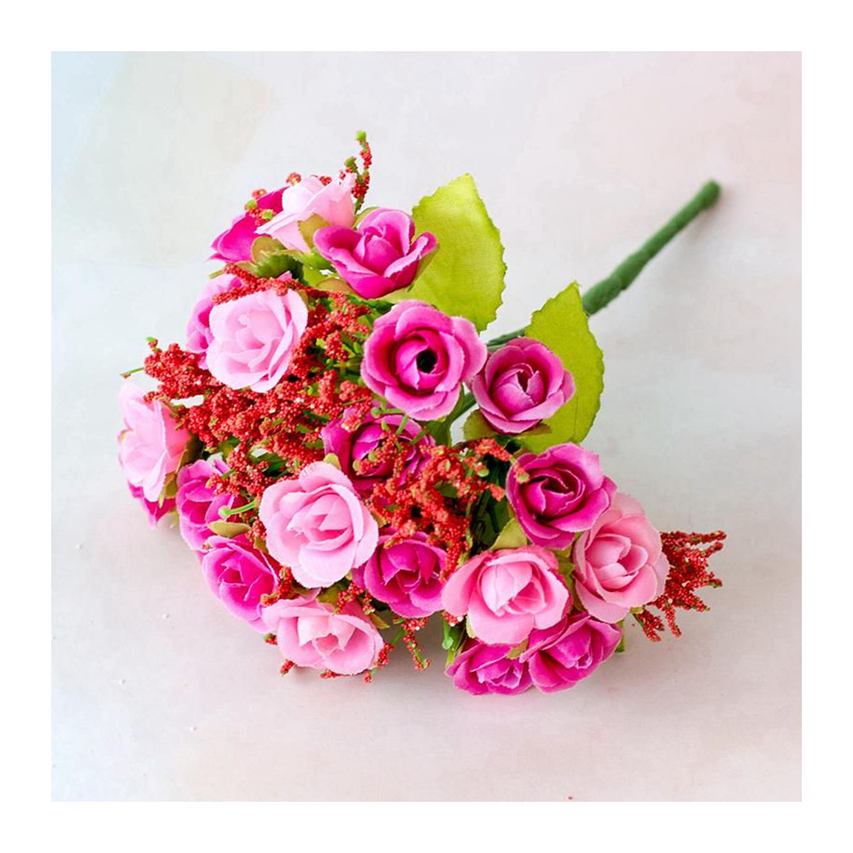 Künstlicher Rosenstrauß in Rosa von Garden Supplies My mit 21 Köpfen und 7 Zweigen zur Dekoration für Hochzeiten und dein Zuhause - Bild 2