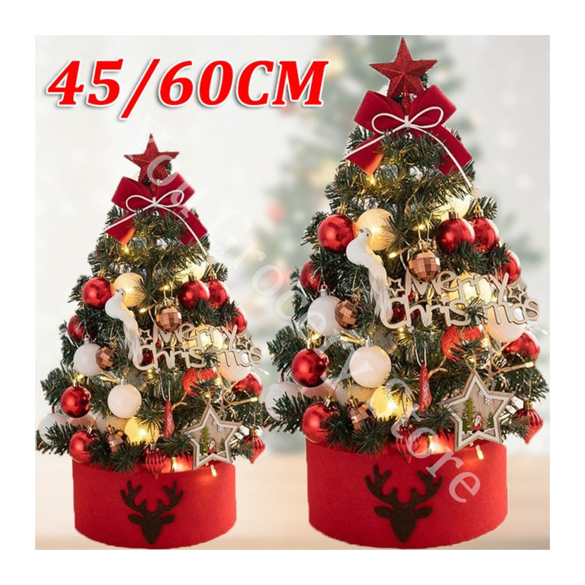 Künstlicher Weihnachtsbaum als Dekoration für Zuhause und Kinder, Farben: Silber und Grün, Höhe: 20 cm, 45 cm oder 60 cm - Bild 1