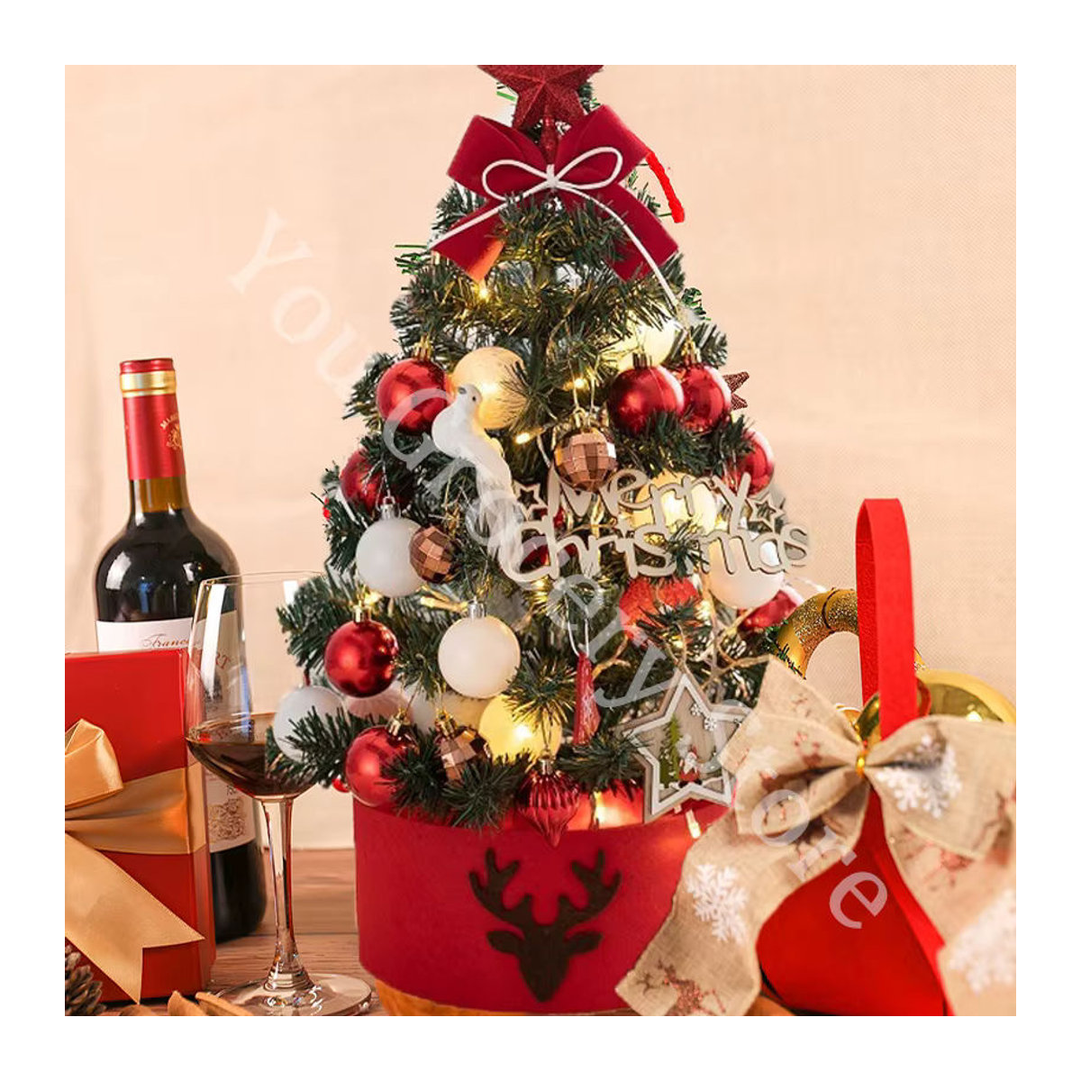 Künstlicher Weihnachtsbaum als Dekoration für Zuhause und Kinder, Farben: Silber und Grün, Höhe: 20 cm, 45 cm oder 60 cm - Bild 2