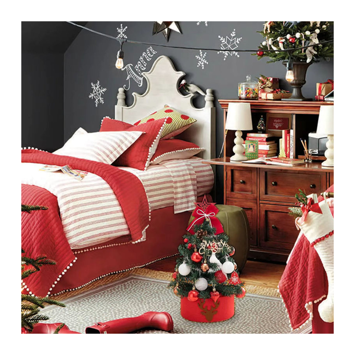 Künstlicher Weihnachtsbaum als Dekoration für Zuhause und Kinder, Farben: Silber und Grün, Höhe: 20 cm, 45 cm oder 60 cm - Bild 5