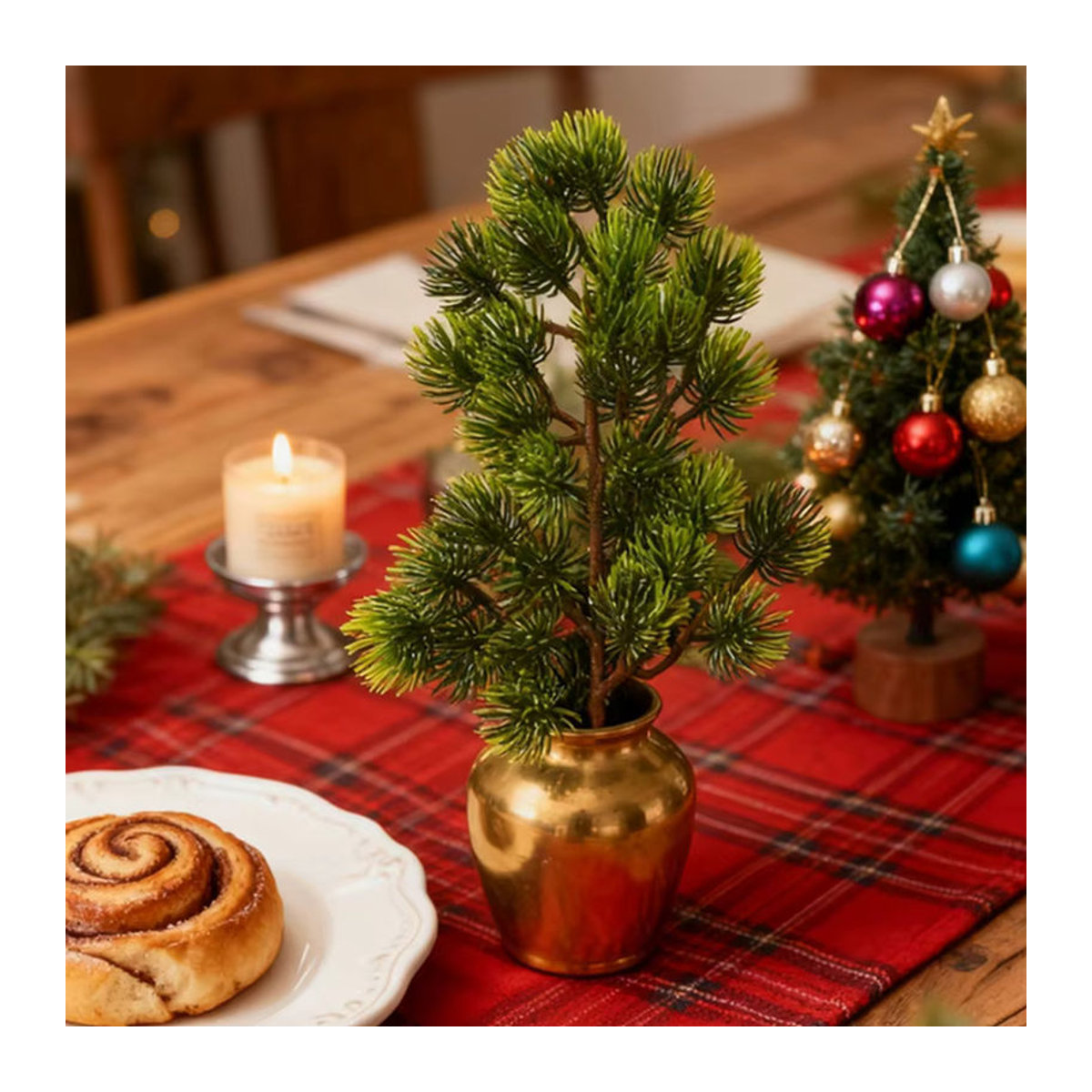 Künstlicher Weihnachtskranz aus Kiefer und Olive in Grün für deine Dekoration bei Hochzeit oder Weihnachten - Bild 5