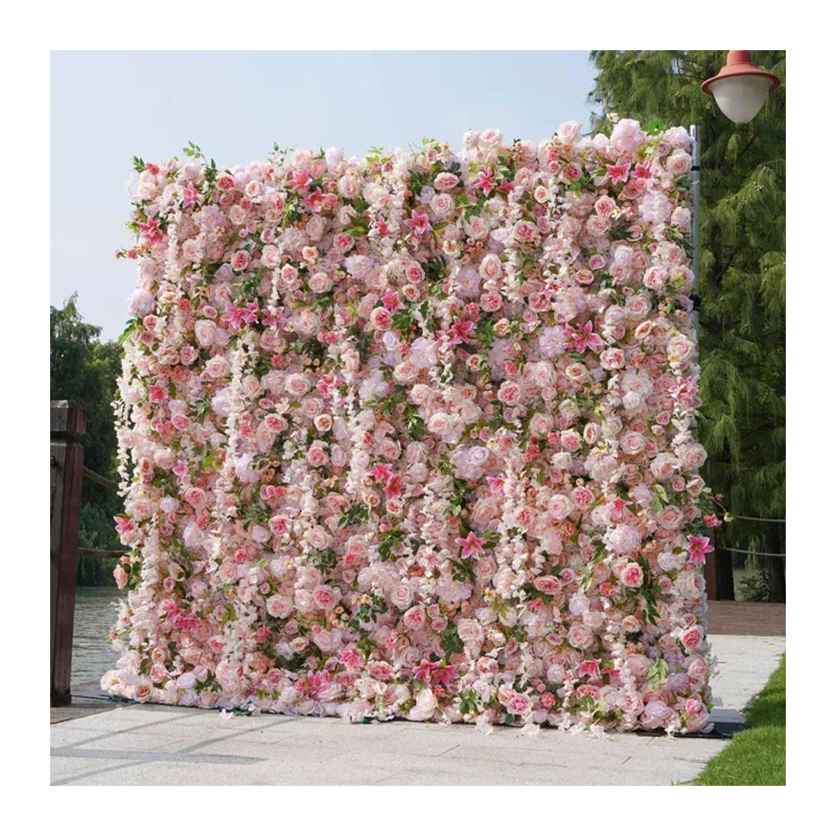 Künstliches 3D-Blumen-Wandpaneel mit rosa Seidenrosen zur Wandmontage für Hochzeiten und Dekorationen - Bild 1