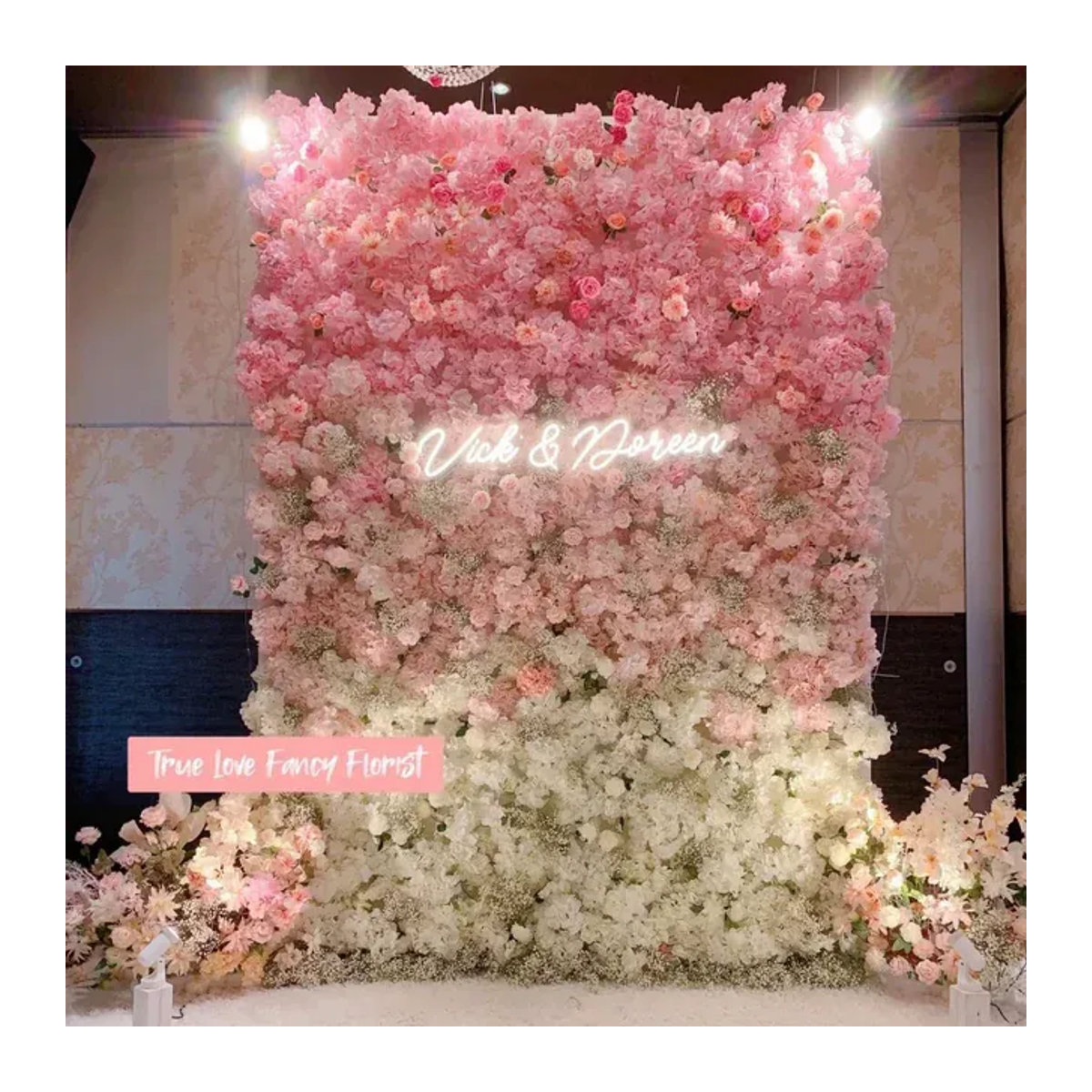 Künstliches Blumen-Wandpaneel mit 3D-Seidenrosen in Rosa für Hochzeit und Heimdekoration - Bild 1