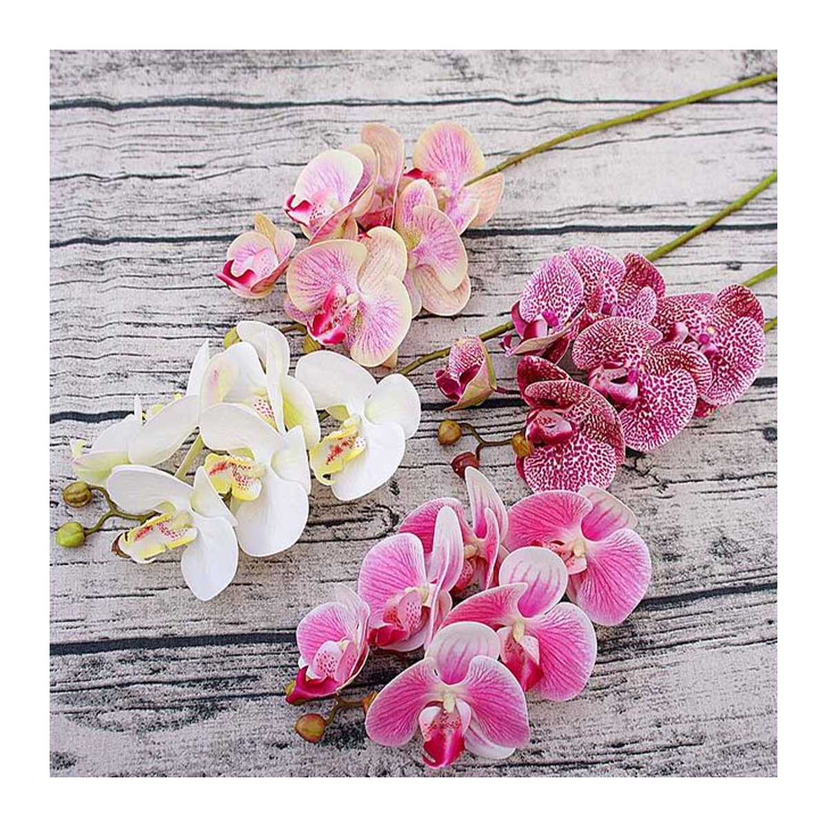 Künstliches Orchideen-Bouquet mit 6 Köpfen und 3D-Schmetterlingen in Rosa und Mehrfarbig von smr - Bild 1