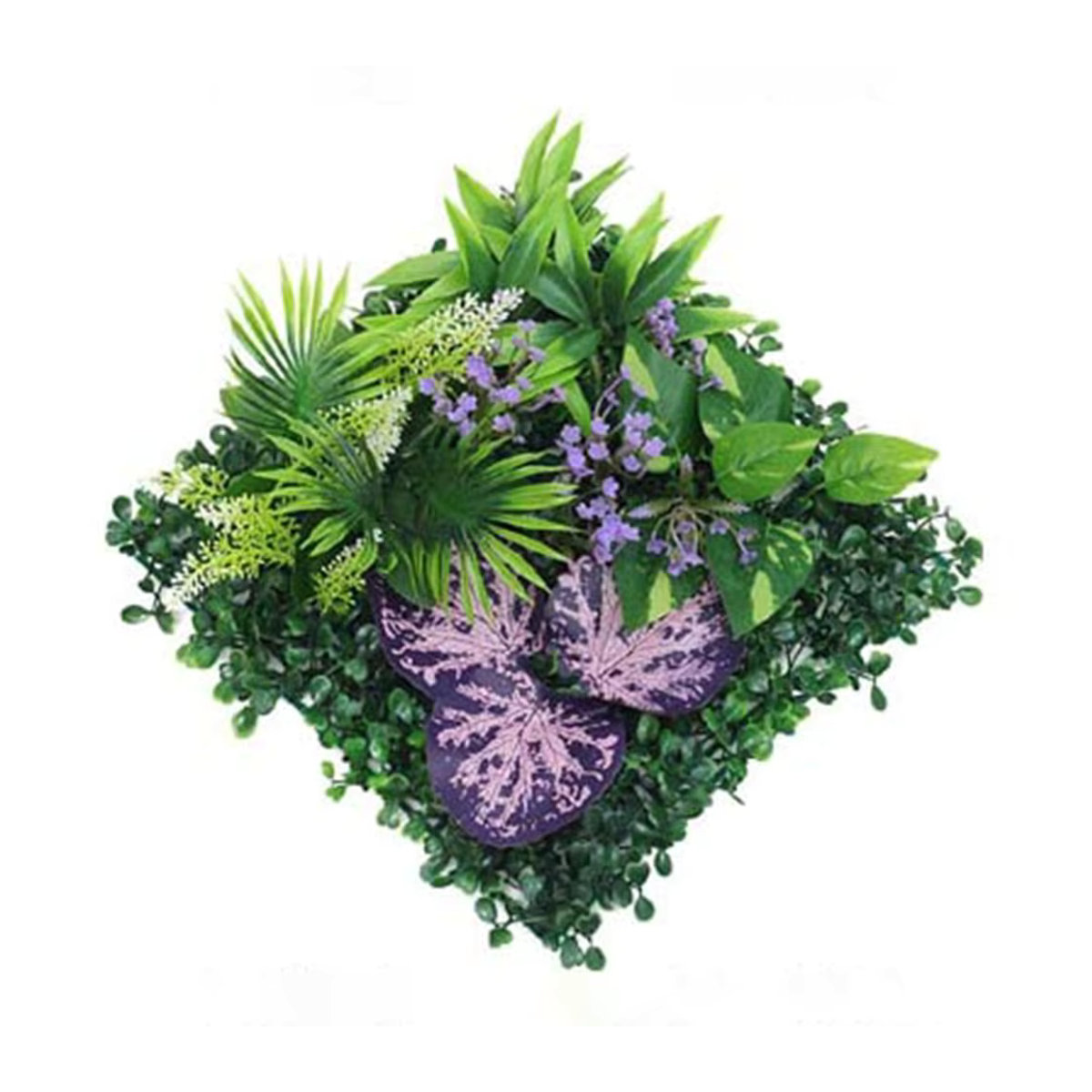 Künstliches Wandpaneel mit Ahornblättern und grünem Gras in quadratischer Form zur Wandmontage - Bild 2