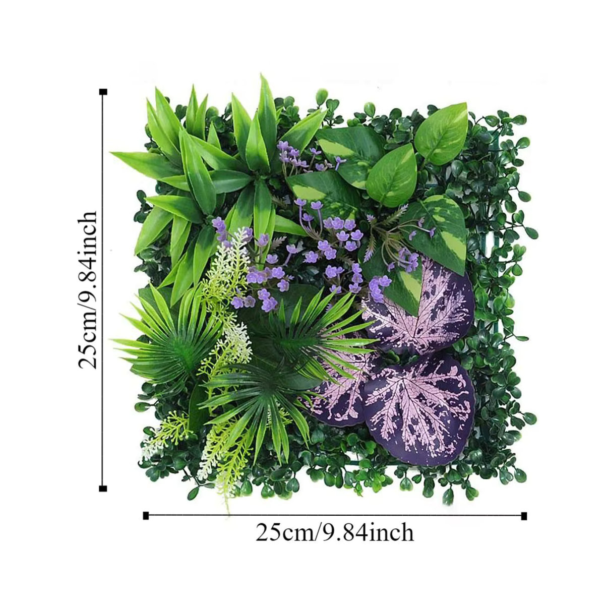 Künstliches Wandpaneel mit Ahornblättern und grünem Gras in quadratischer Form zur Wandmontage - Bild 3