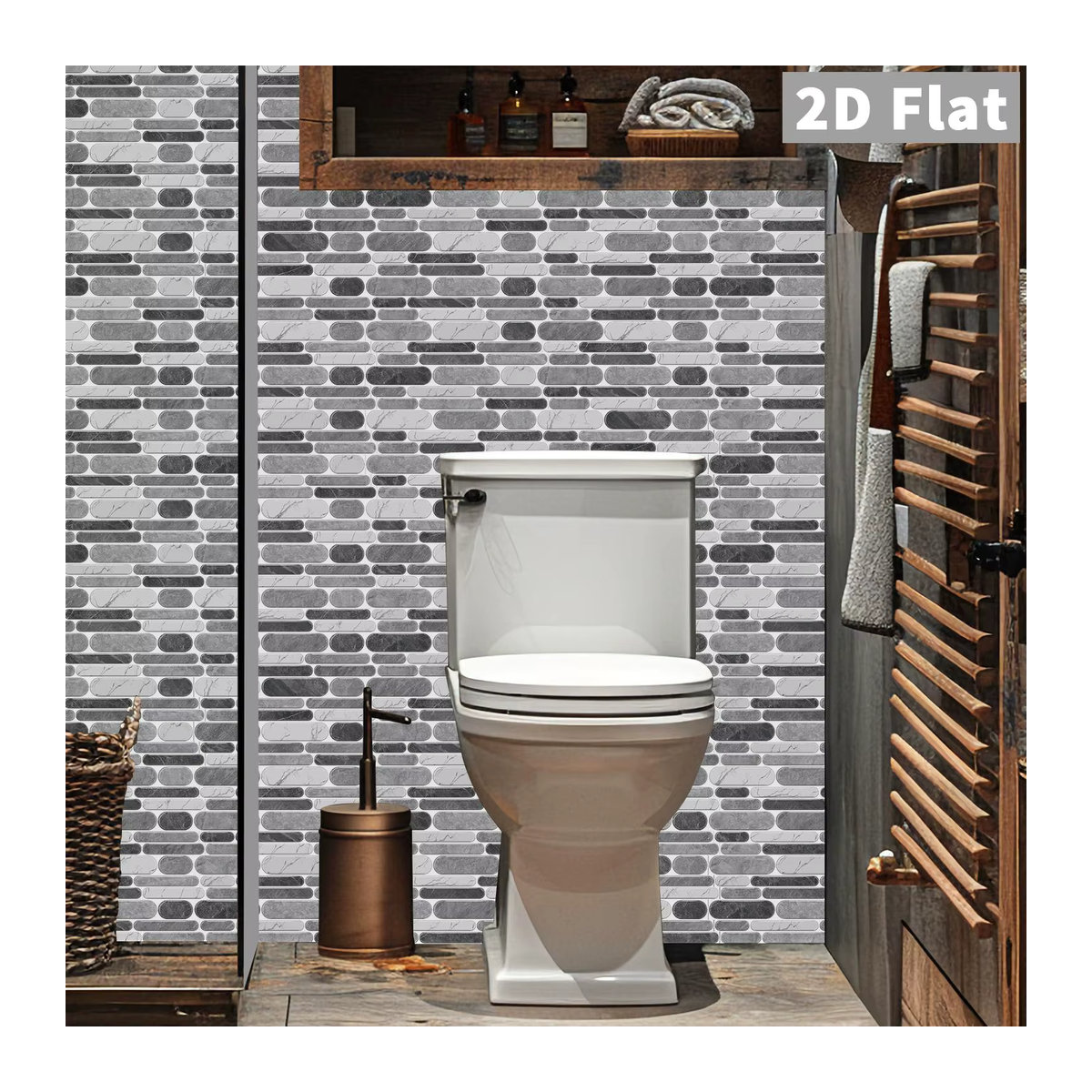 KUUJOJO Selbstklebende Fliesenaufkleber in Grau mit modernem geometrischem Design für Küche und Badezimmer - Bild 3