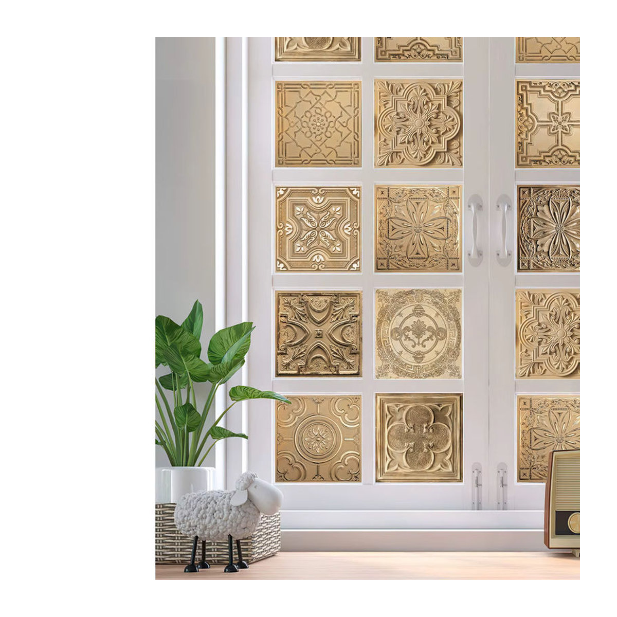 KUUJOJO Wandaufkleber Set in Gold, 24-teiliges geometrisches Vintage Design für Küche, Wohnzimmer und Schlafzimmer - Bild 5