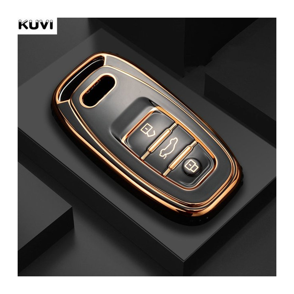 Kuvi TPU Schlüsselhülle für Audi A1 A3 A4 A5 A6 A7 A8 Q3 Q5 Q7 S4 S6 S7 S8 R8 TT in Schwarz - Bild 1