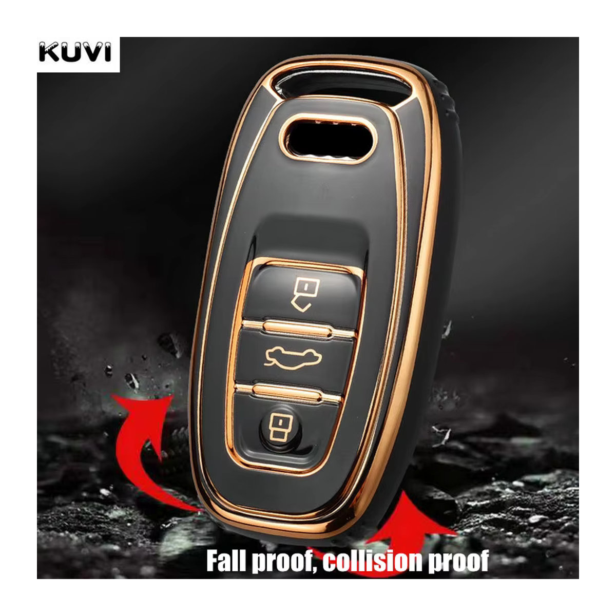 Kuvi TPU Schlüsselhülle für Audi A1 A3 A4 A5 A6 A7 A8 Q3 Q5 Q7 S4 S6 S7 S8 R8 TT in Schwarz - Bild 3