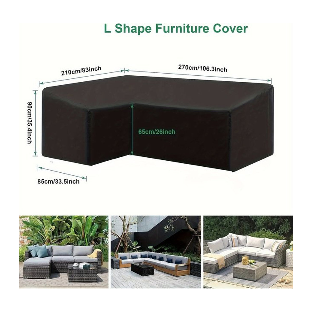 L-förmiger Outdoor-Sofabezug aus wind- und UV-beständigem Polyester für Gartenmöbel in Schwarz und Anthrazit - Bild 1