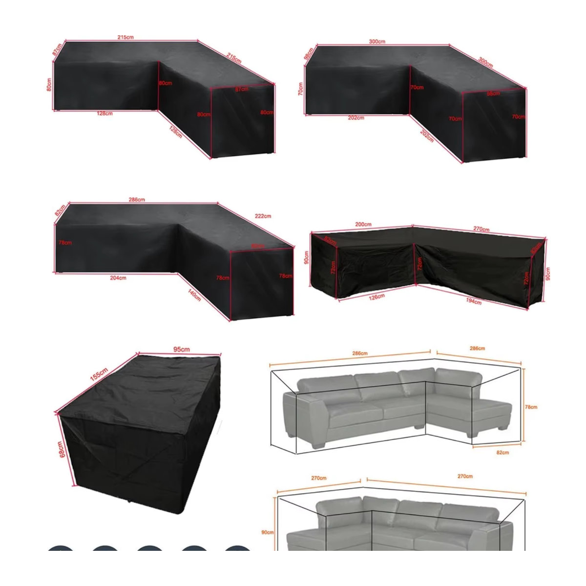 L-förmiger Outdoor-Sofabezug aus wind- und UV-beständigem Polyester für Gartenmöbel in Schwarz und Anthrazit - Bild 5