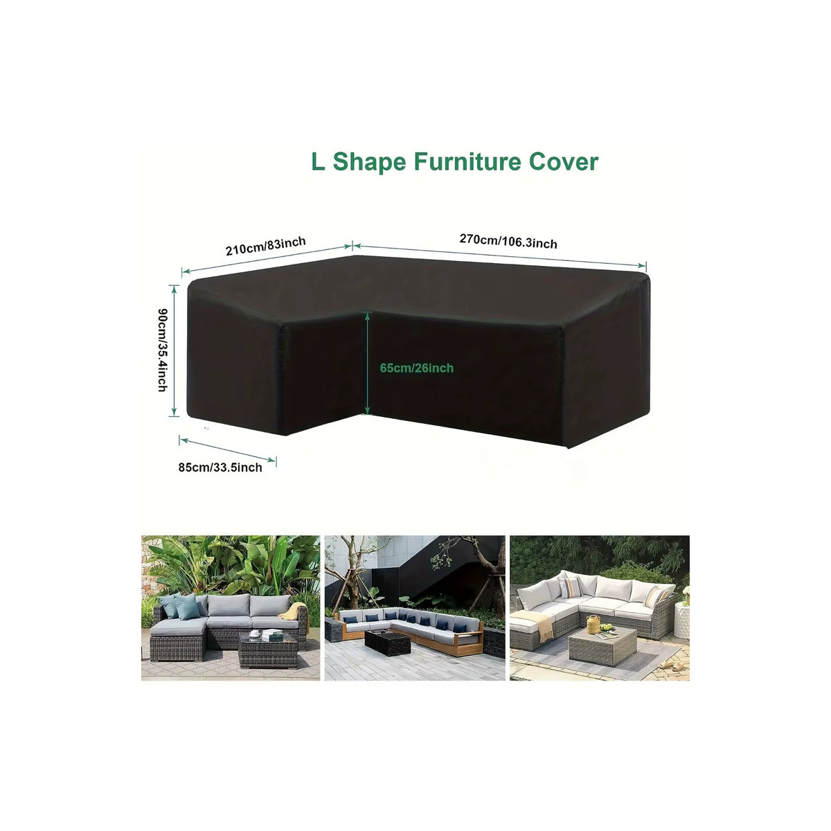 L-förmiger Outdoor-Sofabezug aus wind- und UV-beständigem Polyester für Gartenmöbel in Schwarz und Anthrazit - Bild 7