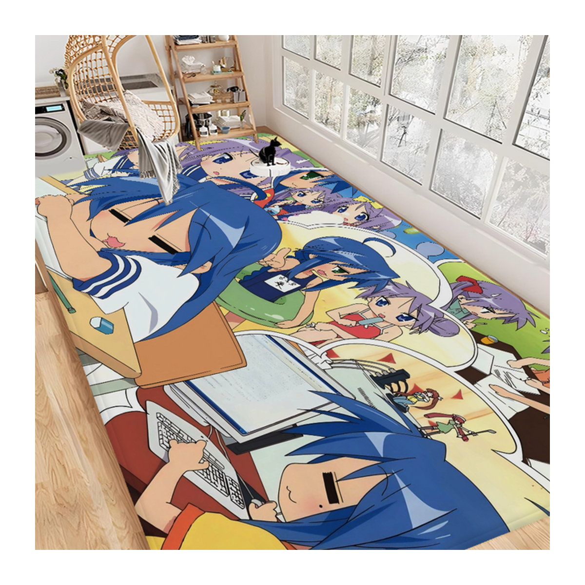 L-lucky S-star Anime-Raummatte im Retro-Design, rutschfester Teppich für Wohnzimmer und Küche, mehrfarbig - Bild 1