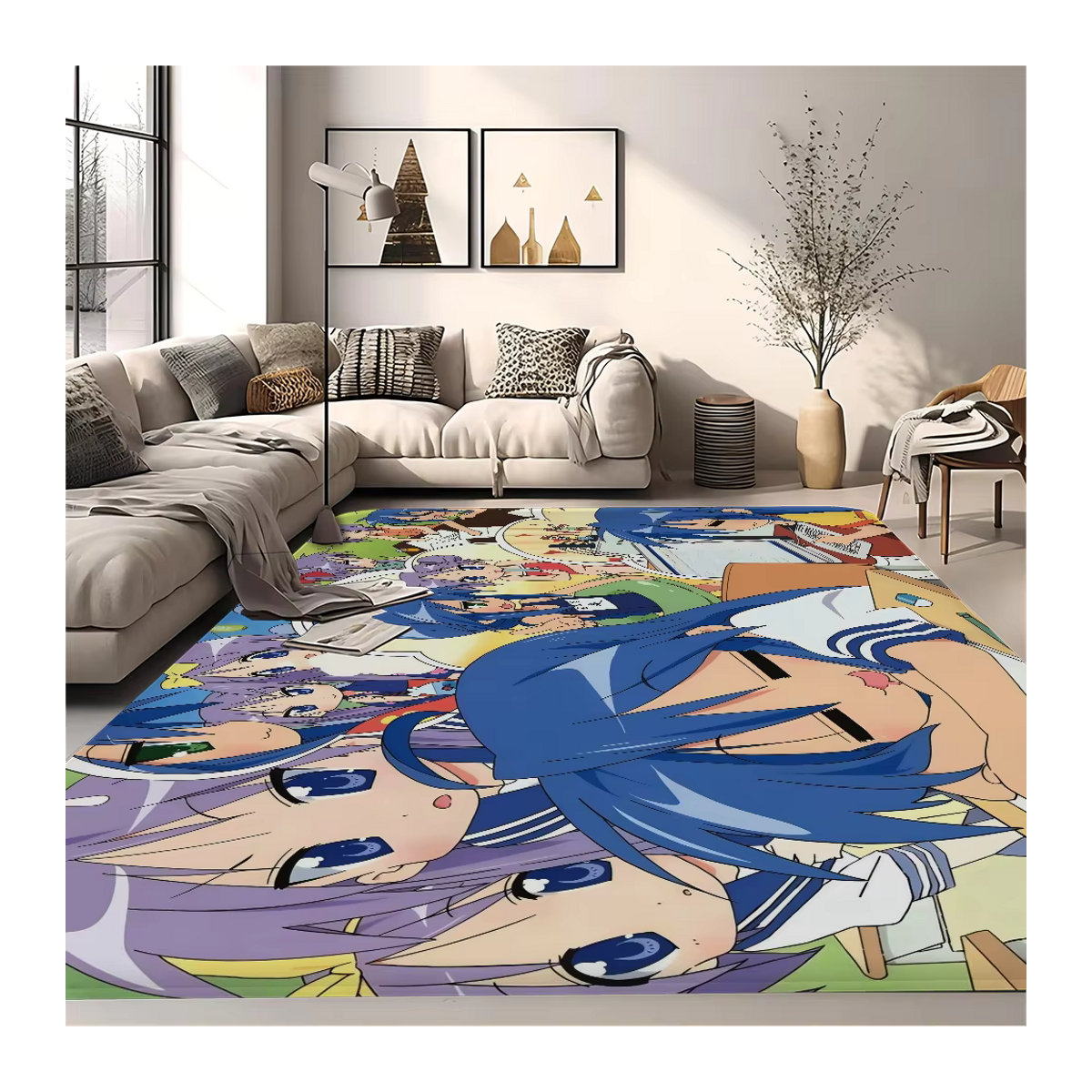 L-lucky S-star Anime-Raummatte im Retro-Design, rutschfester Teppich für Wohnzimmer und Küche, mehrfarbig - Bild 2