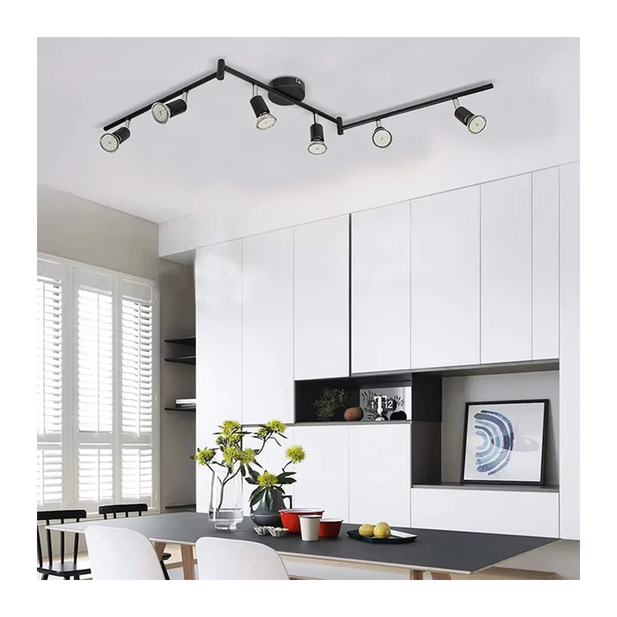 L-MANG 6-Kopf LED-Deckenleuchte in Schwarz mit GU10 Fassung, moderner Deckenspot mit drehbarem Winkel für Wohnzimmer, Küche und Schlafzimmer - Bild 1