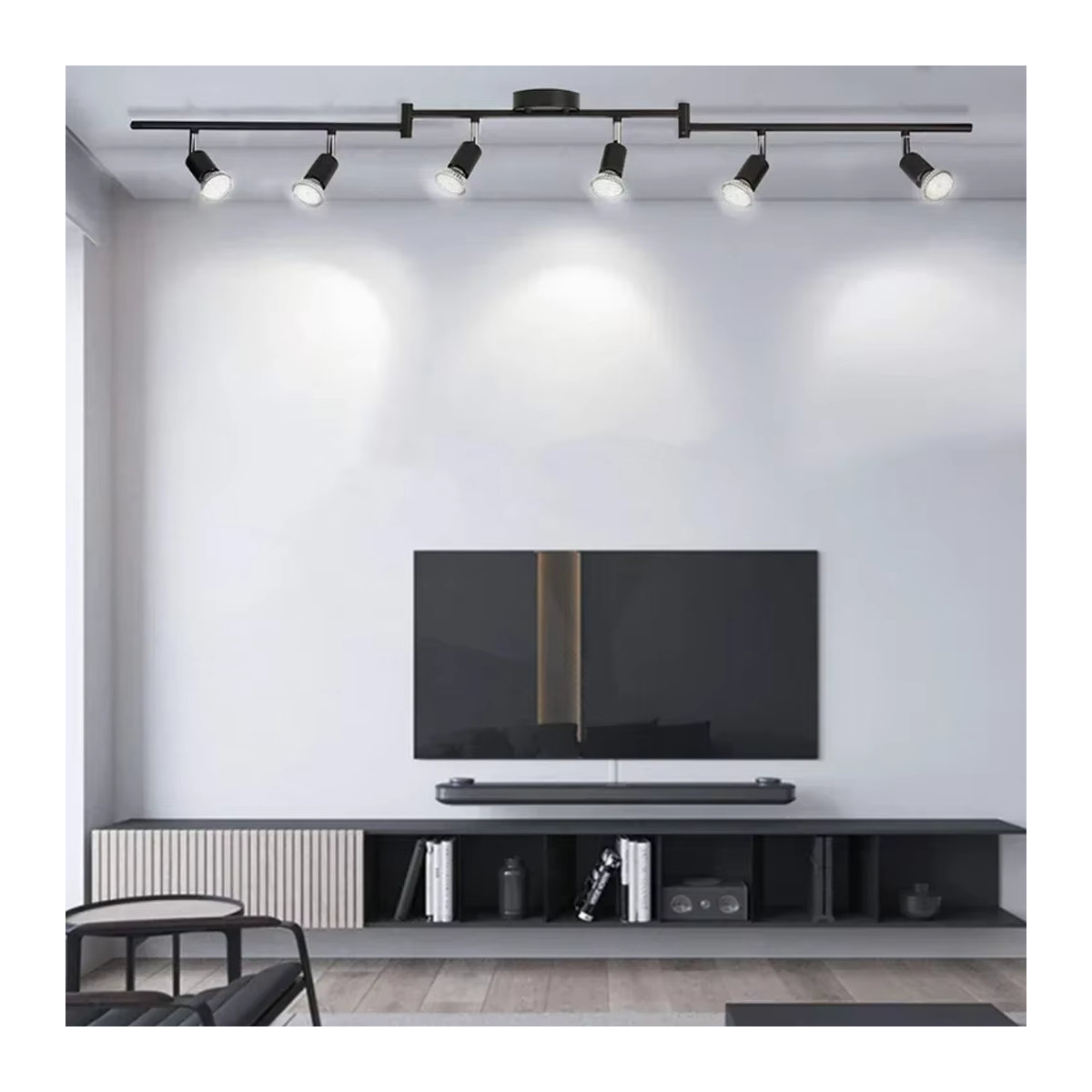 L-MANG 6-Kopf LED-Deckenleuchte in Schwarz mit GU10 Fassung, moderner Deckenspot mit drehbarem Winkel für Wohnzimmer, Küche und Schlafzimmer - Bild 3
