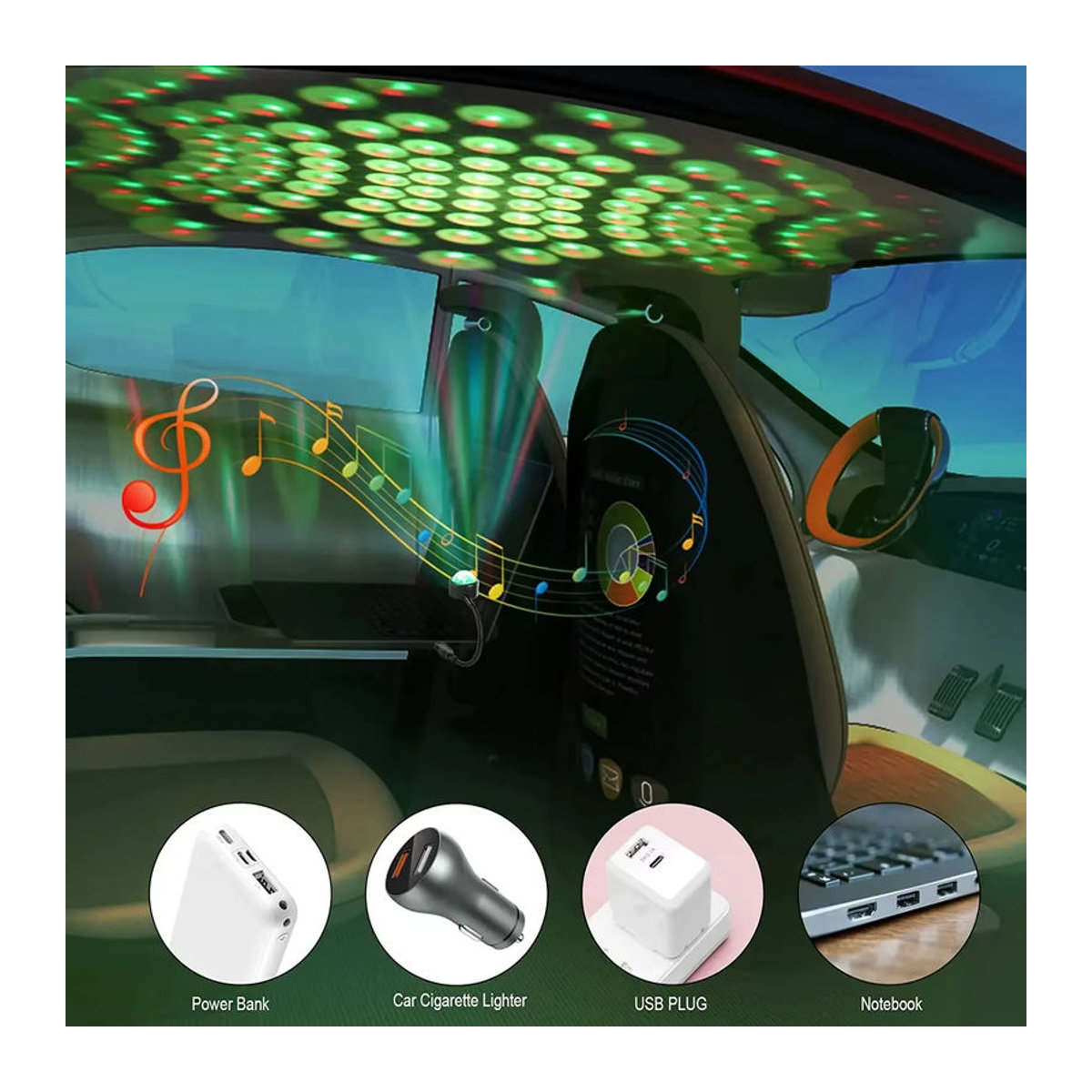 L-MANG Mini RGB Disco Ball USB Party Beleuchtung für Auto und Raum in Bunt - Bild 3