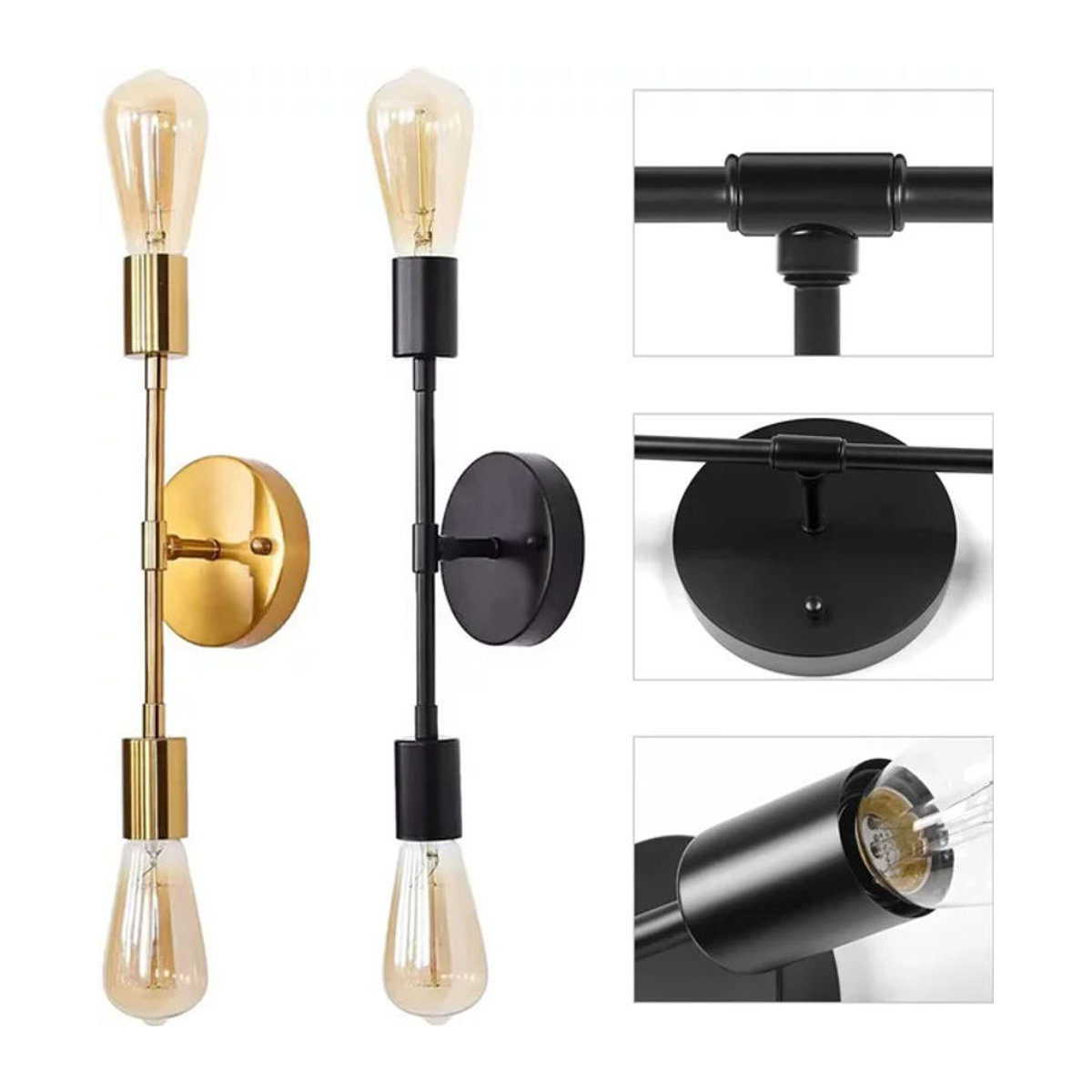 L-MANG Moderne Wandlampe im skandinavischen Design mit 2 Köpfen aus Metall für Wohnzimmer und Badezimmer - Bild 1