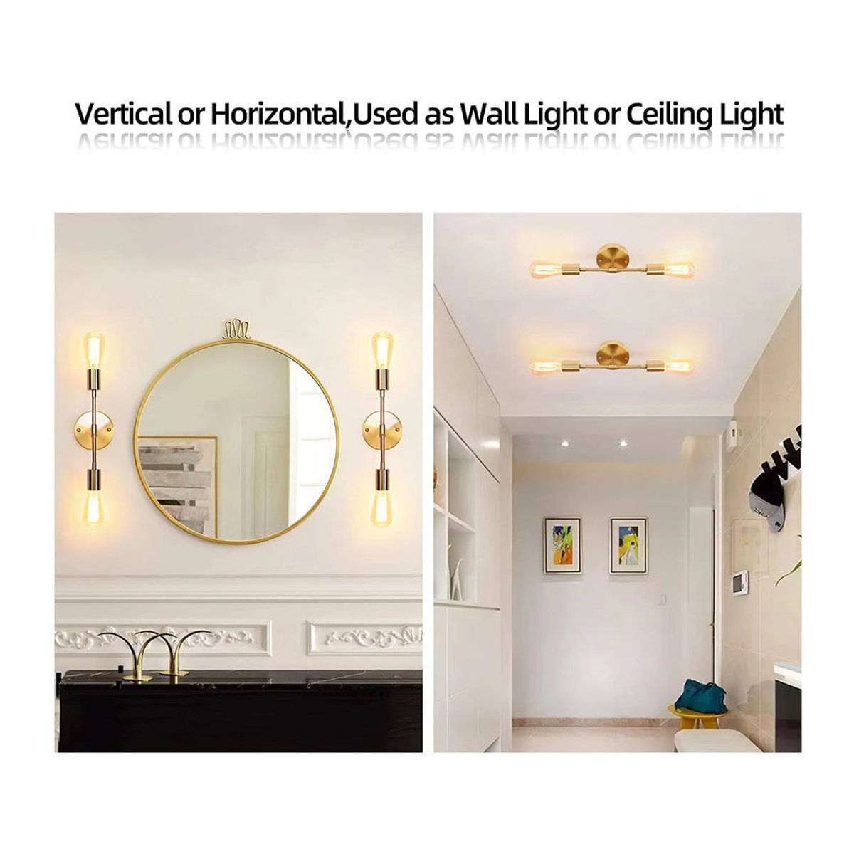 L-MANG Moderne Wandlampe im skandinavischen Design mit 2 Köpfen aus Metall für Wohnzimmer und Badezimmer - Bild 2