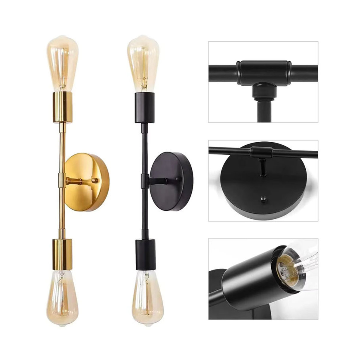 L-MANG Moderne Wandlampe im skandinavischen Design mit 2 Köpfen aus Metall für Wohnzimmer und Badezimmer - Bild 3