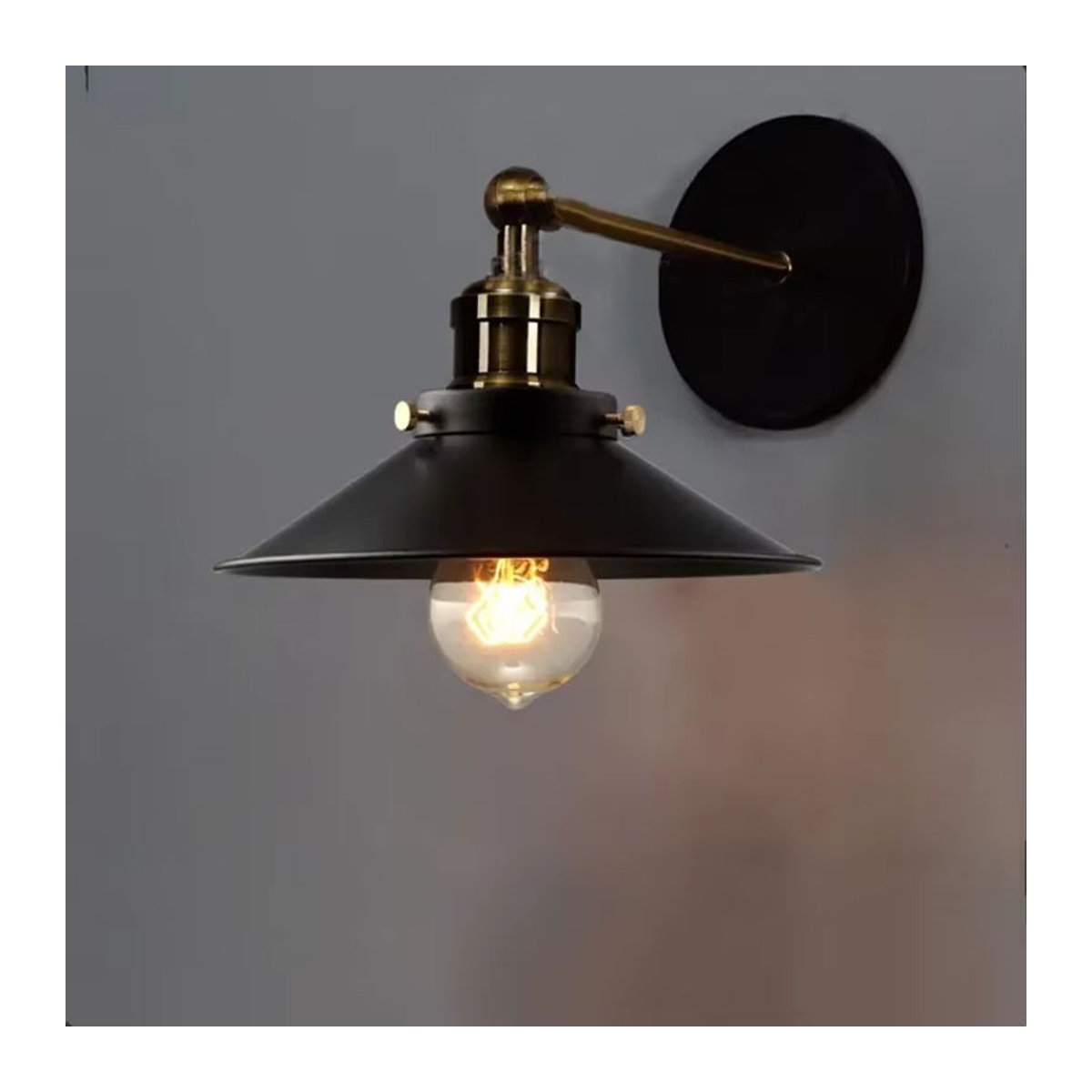 L-MANG Retro-Wandlampe im Industriestil aus Metall in Schwarz - Bild 1