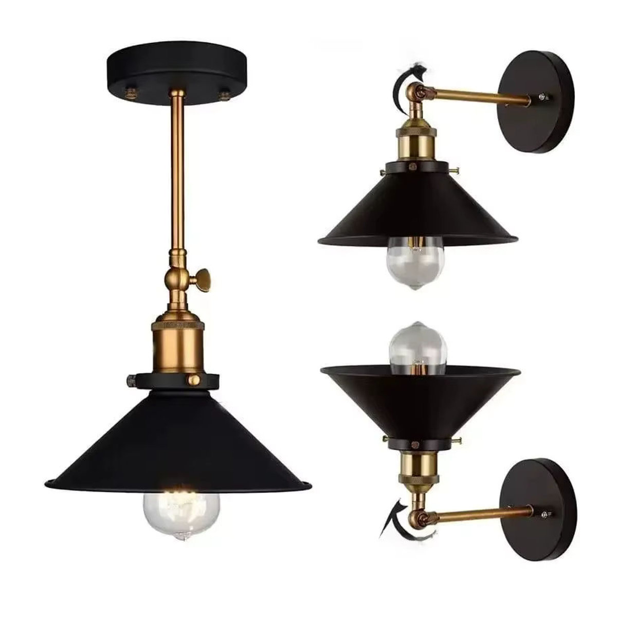 L-MANG Retro-Wandlampe im Industriestil aus Metall in Schwarz - Bild 5