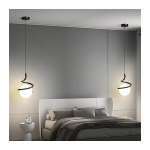L-MANG Skandinavische LED Pendelleuchte in Schwarz für Wohnzimmer, Schlafzimmer und Ess
