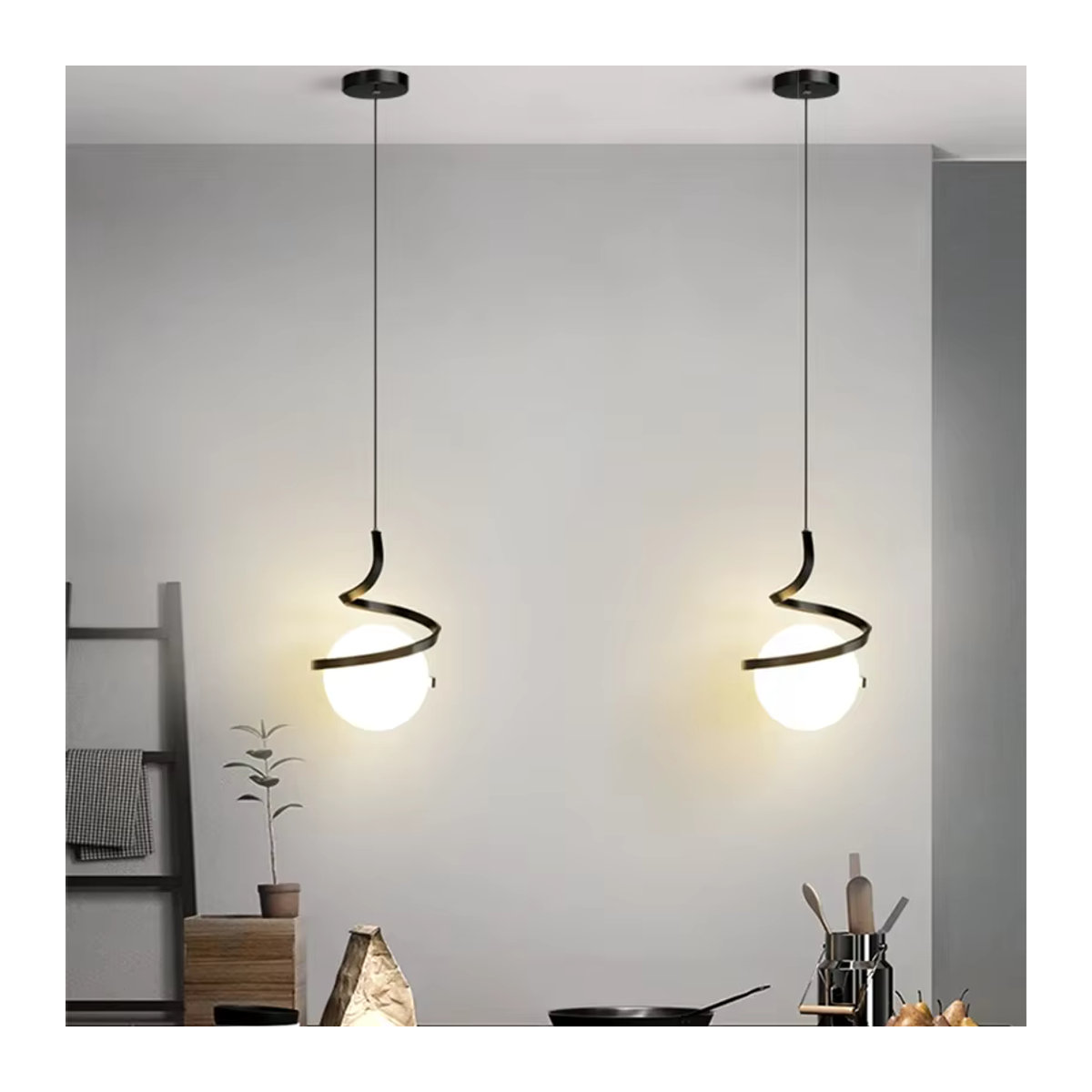 L-MANG Skandinavische LED Pendelleuchte in Schwarz für Wohnzimmer, Schlafzimmer und Ess - Bild 4