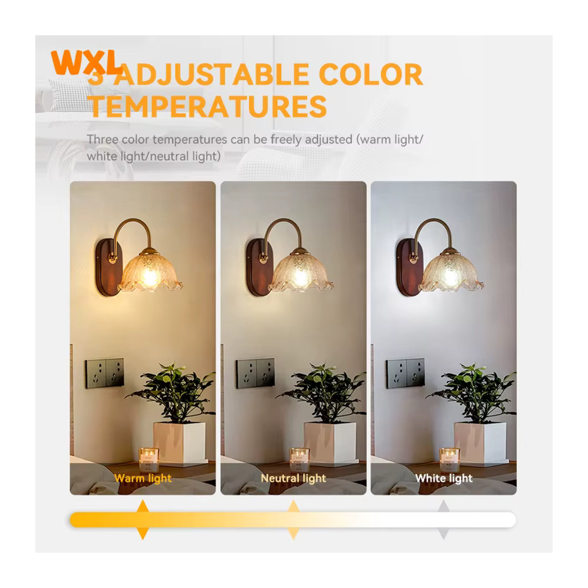 L-MANG Wandlampe aus Massivholz und Glas in Braun im minimalistischen Retro-Design für Schlafzimmer und Wohnzimmer - Bild 4