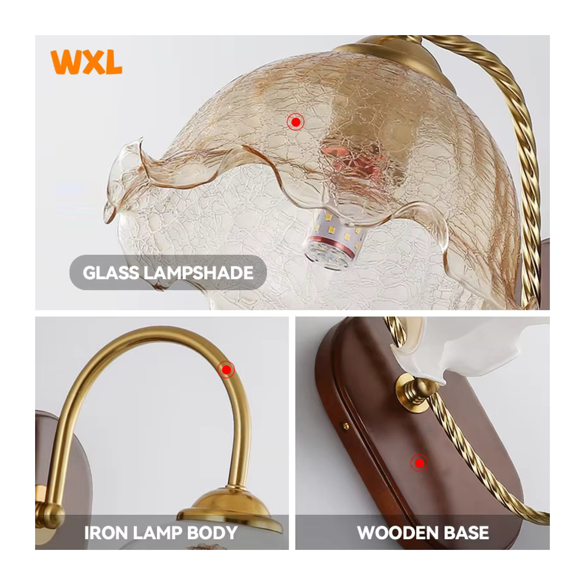 L-MANG Wandlampe aus Massivholz und Glas in Braun im minimalistischen Retro-Design für Schlafzimmer und Wohnzimmer - Bild 5