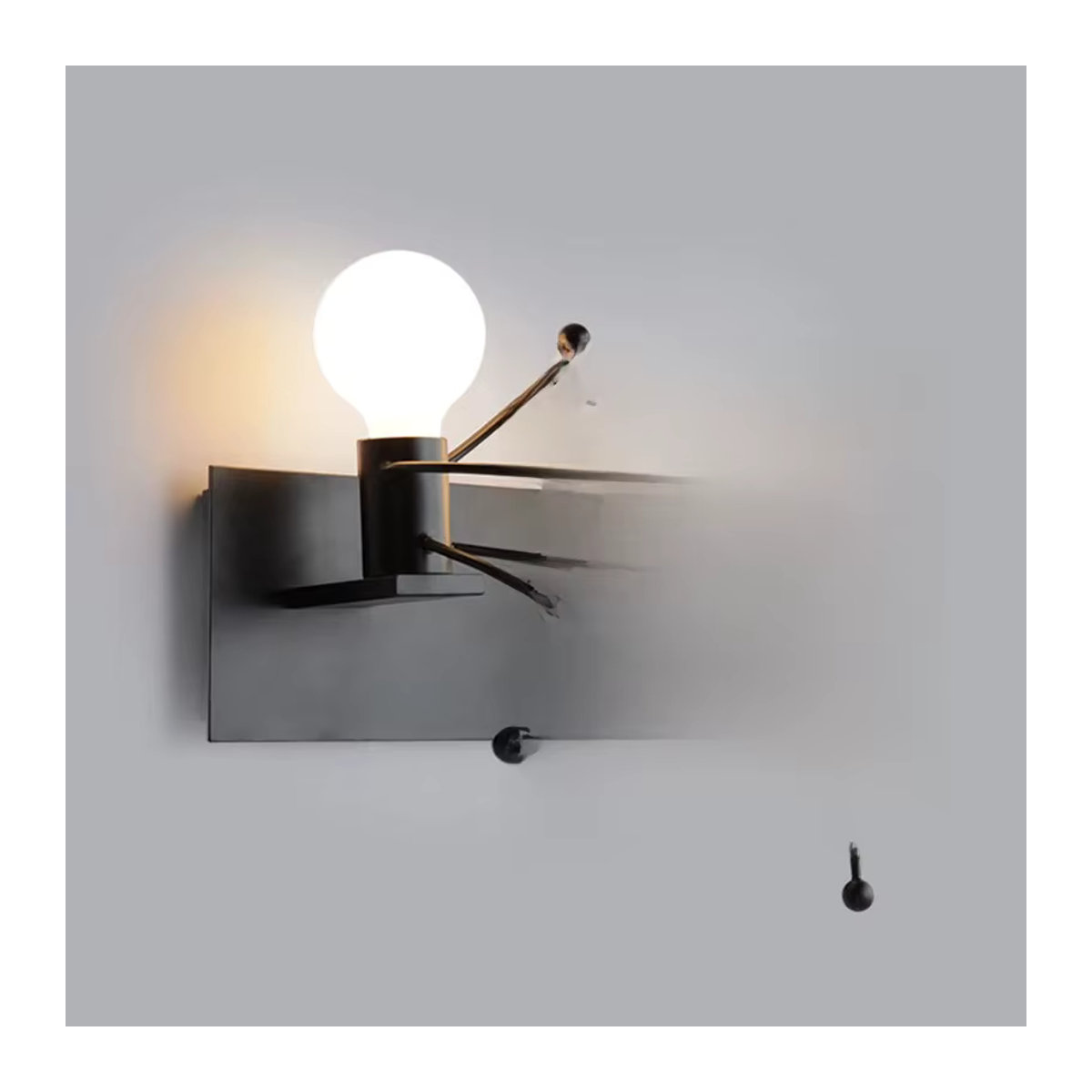 L-MANG Wandleuchte im Retro-Design mit Cartoon-Figur, Schwarz, E27, Warmweißes Licht für Wohnzimmer und Schlafzimmer - Bild 3