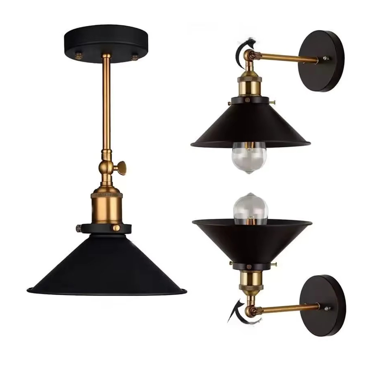L-MANG Wandleuchte im Retro-Industriestil aus Metall in Schwarz - Bild 5