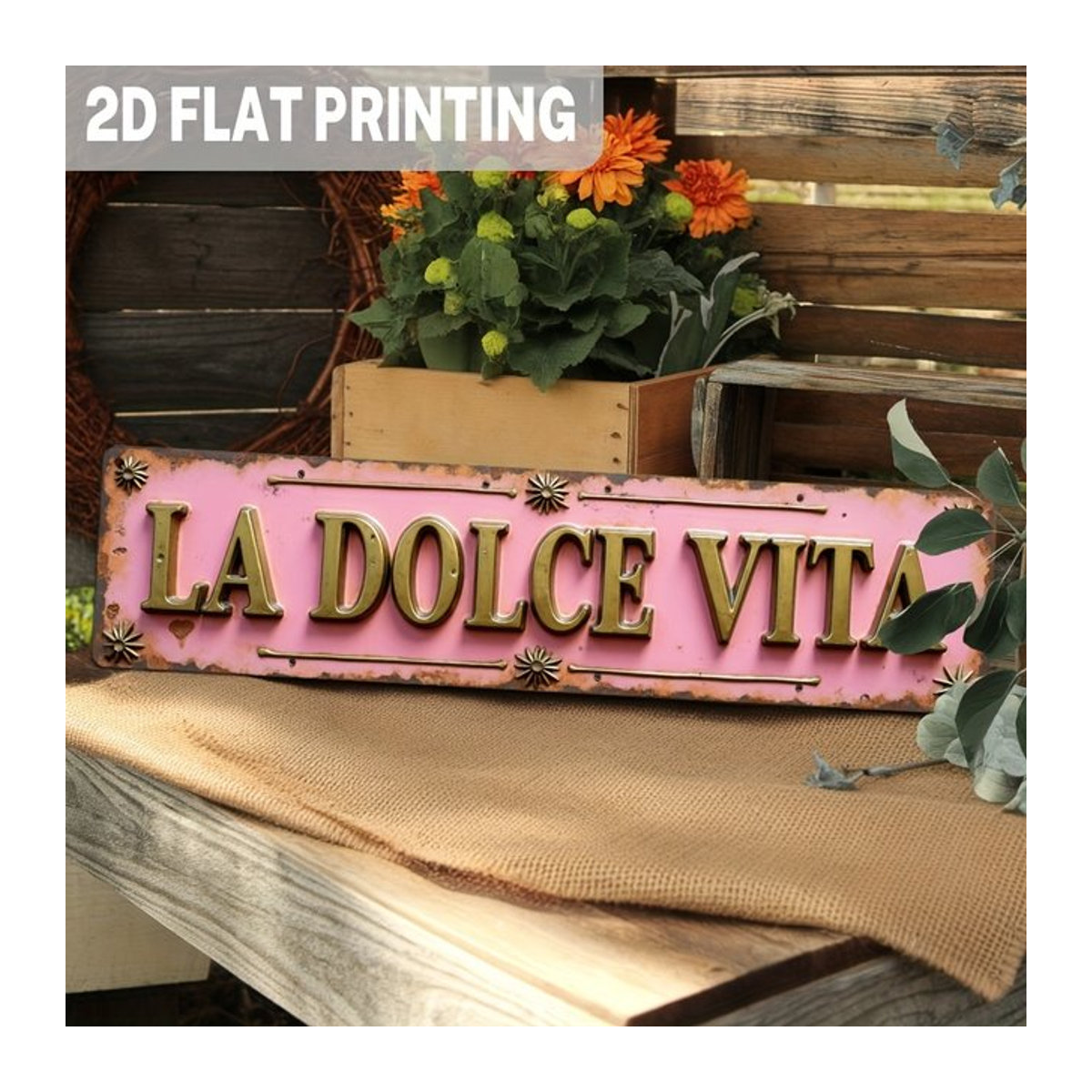 La Dolce Vita Wandbehang aus Holz in Rosa als romantische Dekoration für Hochzeit und Zuhause, B/H: 40 x 40 cm - Bild 1