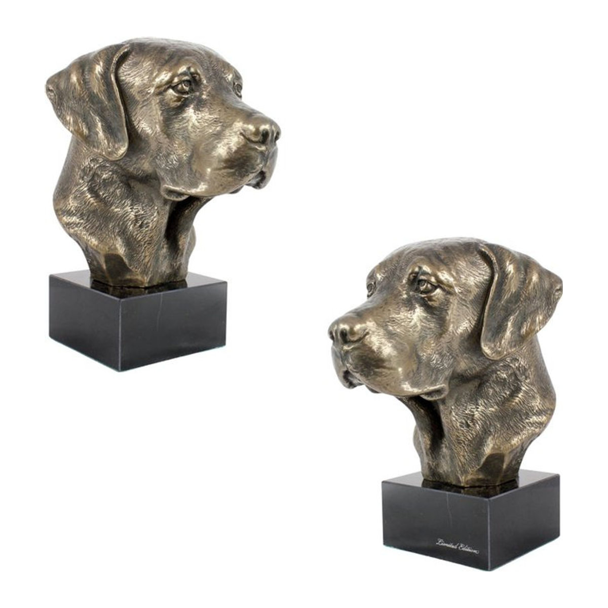 Labrador Retriever Hundestatue Art-Dog als Büste auf Steinsockel in Braun - Bild 1