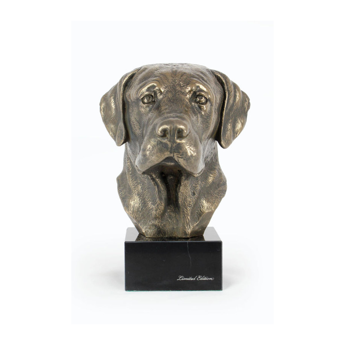 Labrador Retriever Hundestatue Art-Dog als Büste auf Steinsockel in Braun - Bild 6