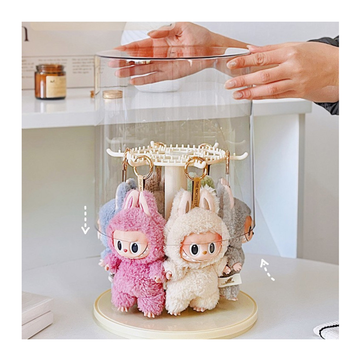 Labubu Acryl Display Box für Plüsch Puppen und Anhänger, Transparent, Rund, Höhe: 17 cm - Bild 1