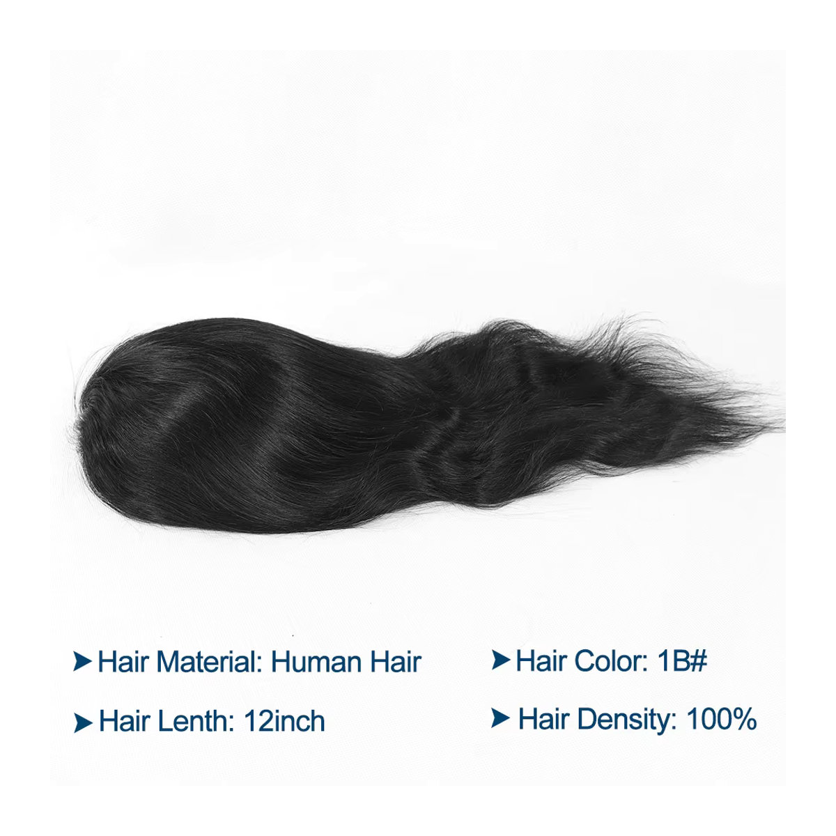 Lace-Front-Haarprothese für Herren aus Echthaar in Schwarz-Grau, 12 Zoll lang - Bild 5