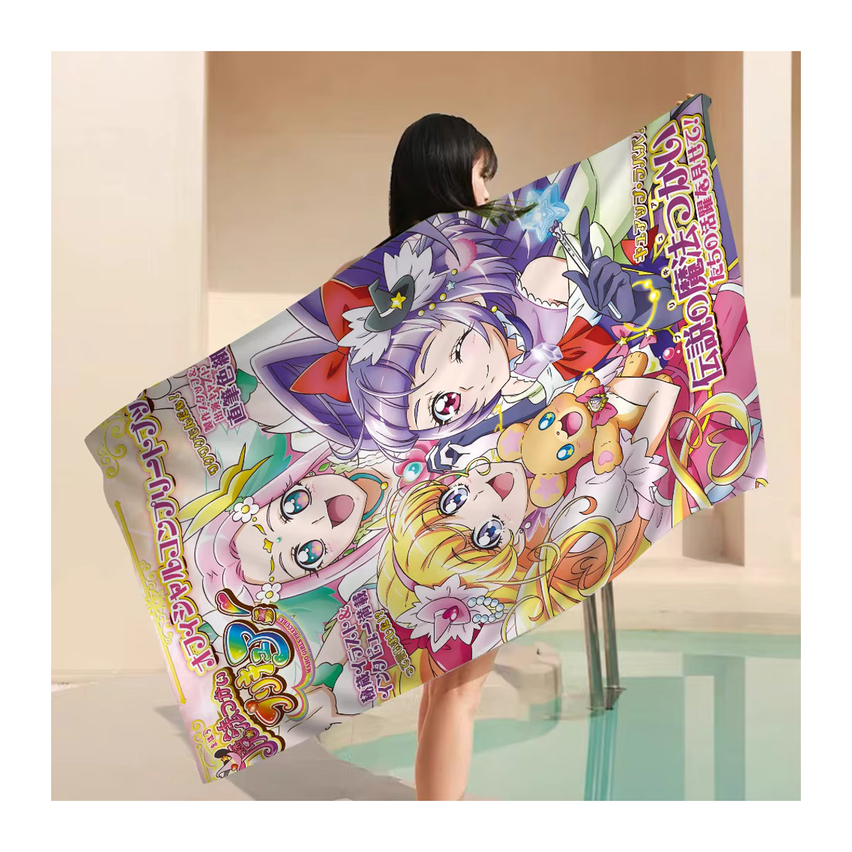 Lächeln Precure Anime Cartoon Strandtuch für Kinder und Mädchen zur Dekoration im Badezimmer - Bild 2