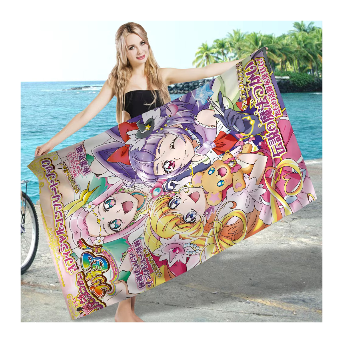 Lächeln Precure Anime Cartoon Strandtuch für Kinder und Mädchen zur Dekoration im Badezimmer - Bild 4