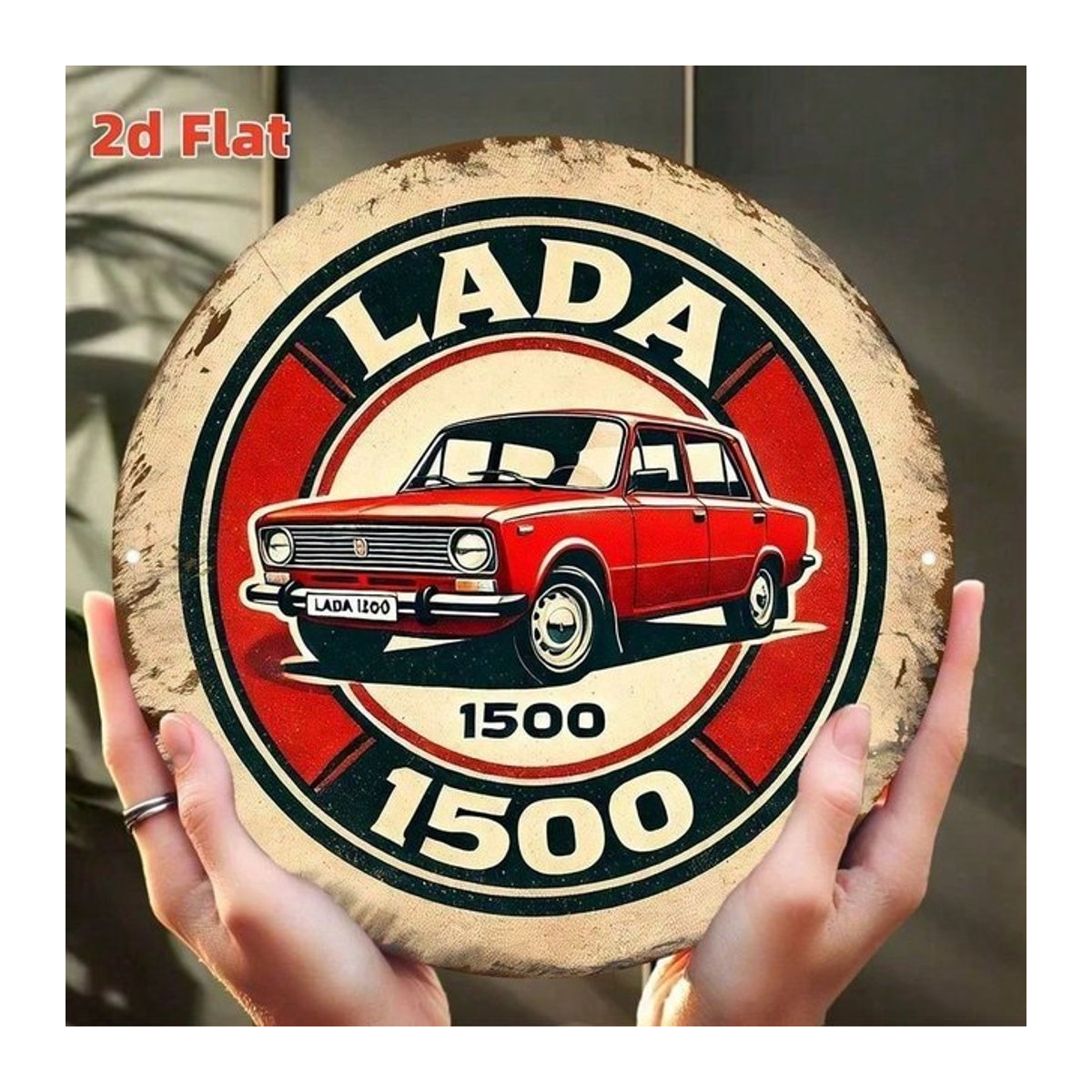 LADA UdSSR Vintage Metallschild Retro Sowjetisches Logo Wanddekoration Mehrfarbig B/H: 20,32 x 20,32 cm - Bild 1