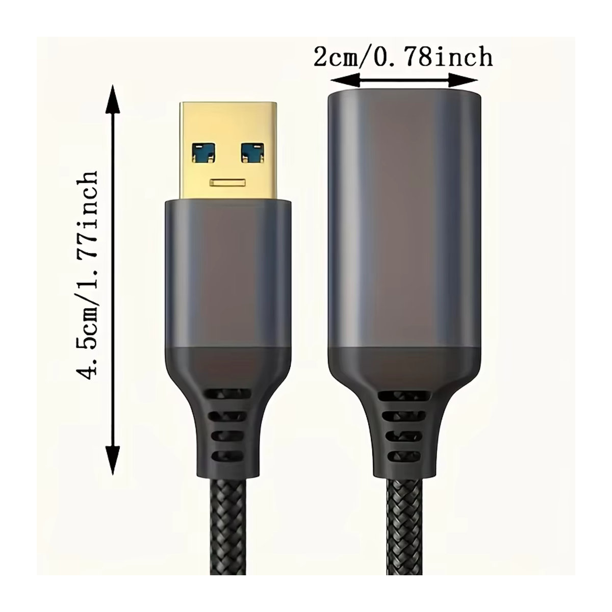 LAIHONEN USB 3.0 Verlängerungskabel Buchse auf Stecker in Grau für Hochgeschwindigkeitsdatenübertragung an Computer, Kamera und TV - Bild 3