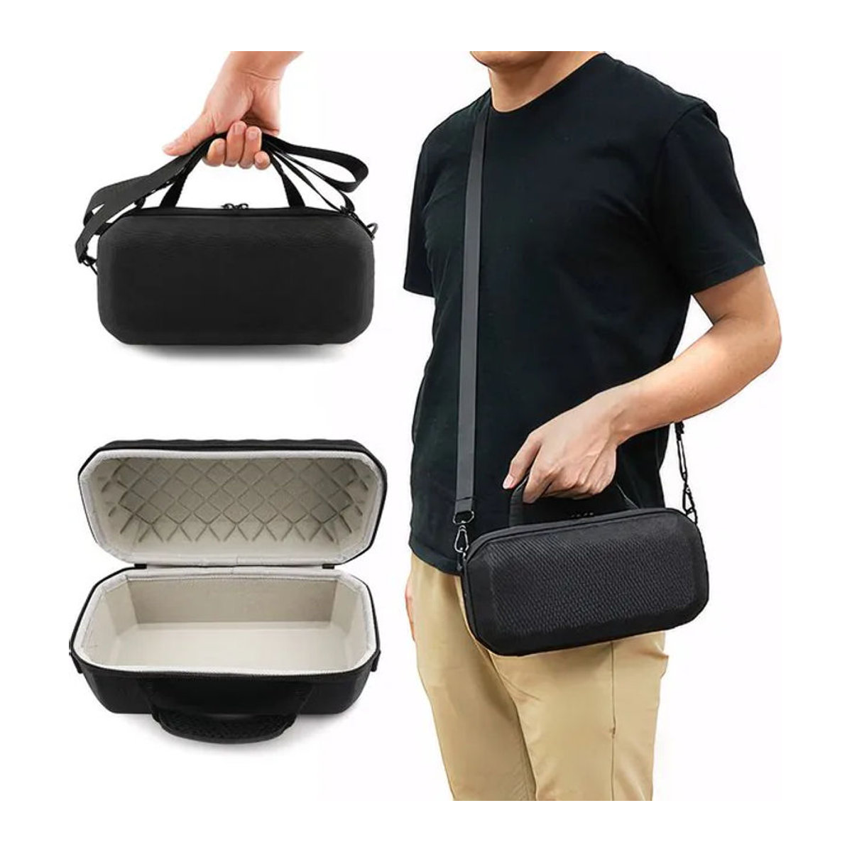 LAIMANEI Harte EVA-Reisetasche in Schwarz mit verstellbarem Schultergurt für JBL Charge 6 Bluetooth-Lautsprecher - Bild 1
