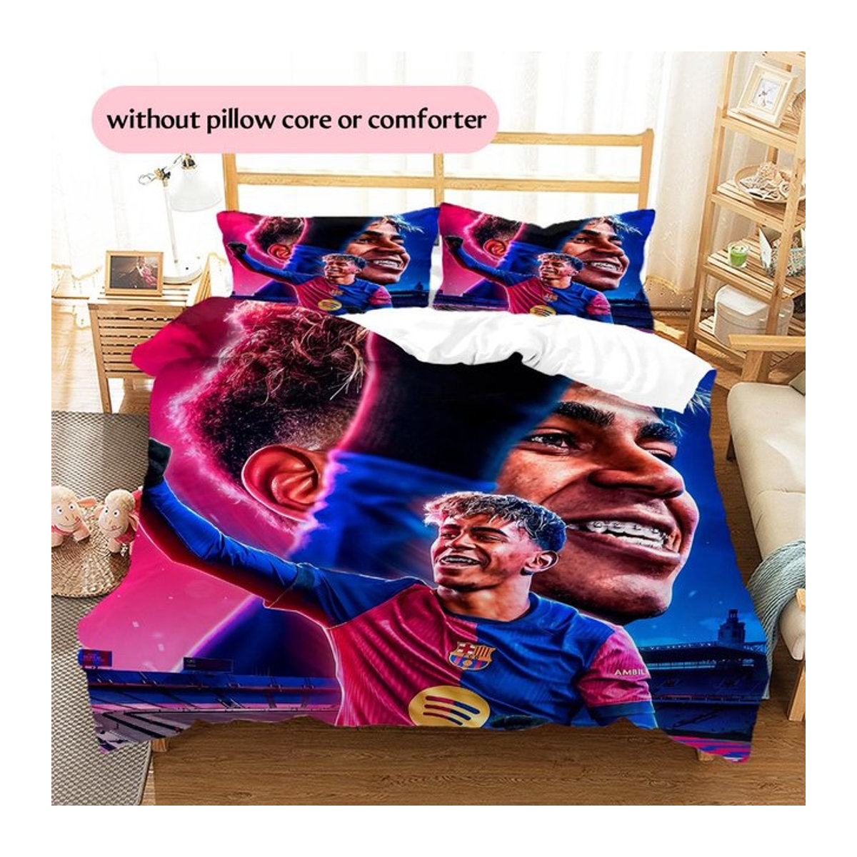Lamine Yamal Muster Bettwäsche Set von HAPPYDAYSET, mehrfarbig, B/H: 220 x 240 cm (1 Bettbezug und 2 Kissenbezüge) - Bild 1