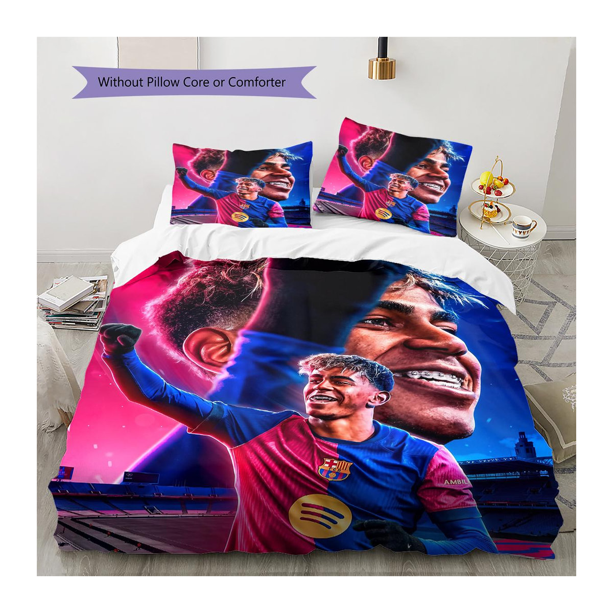 Lamine Yamal Muster Bettwäsche Set von HAPPYDAYSET, mehrfarbig, B/H: 220 x 240 cm (1 Bettbezug und 2 Kissenbezüge) - Bild 3
