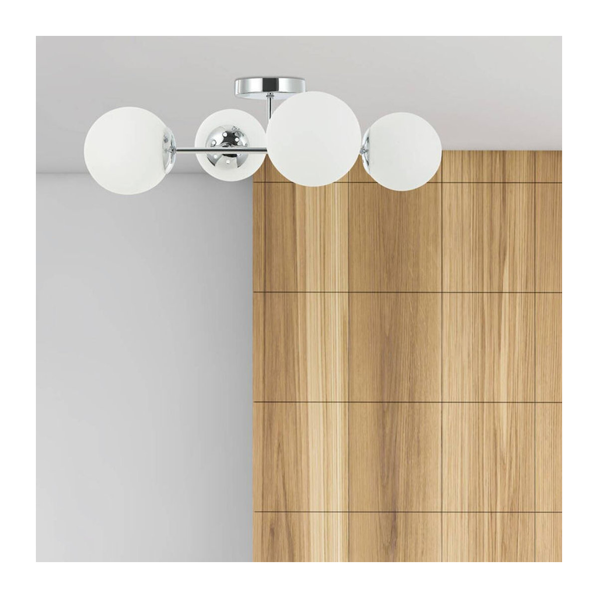 Lamkur Kronleuchter Maddie Modern aus Stahl und Glas in Chrom mit 4 E14 Fassungen, B/H/L: 19 x 44 x 61 cm - Bild 3