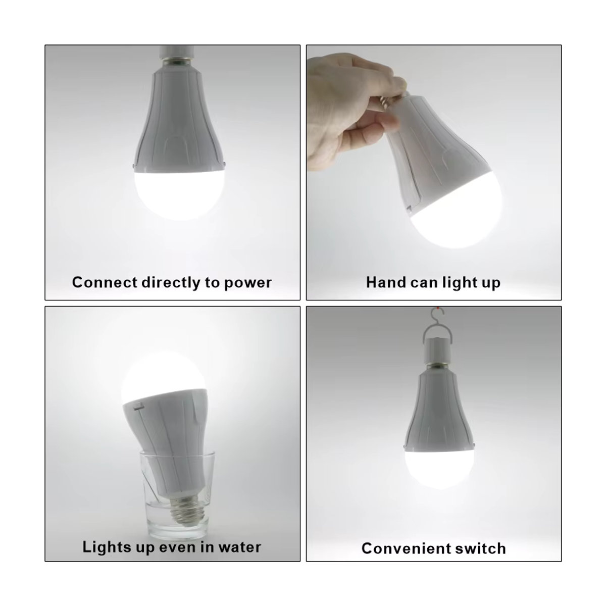 LAN MU LED Notfall Glühbirne E27 15W Kaltweiß mit 1600mAh Akku für Camping und Stromausfall - Bild 2