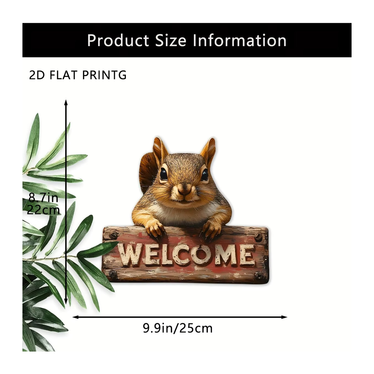 Länder Eichhörnchen-Hamster Willkommensschild aus Holz mit 2D-Tierhaus-Design in Landhaus-Optik, mehrfarbig, H x B x T: 22,86 x 22,86 x 22,86 cm - Bild 3
